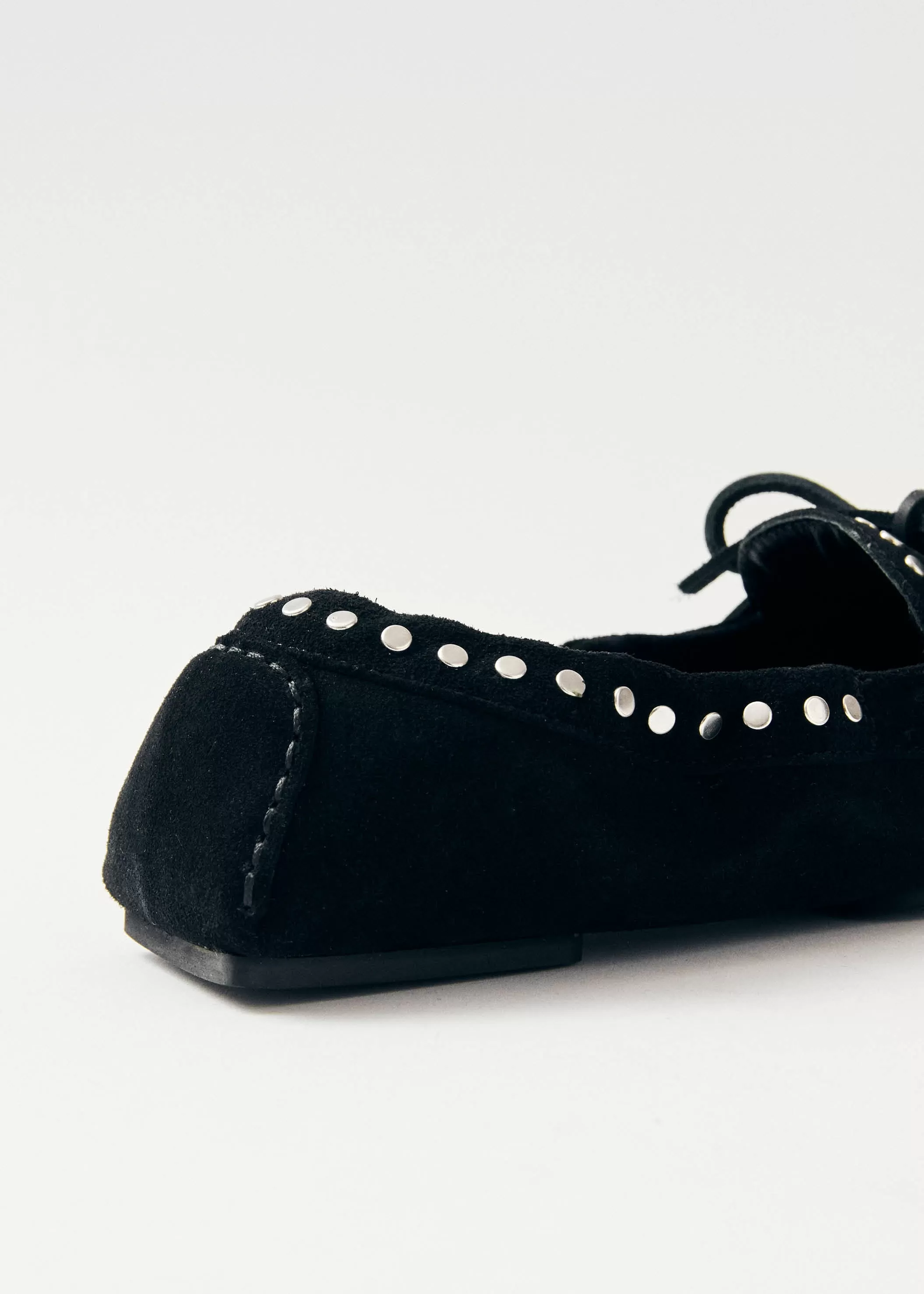 Calla Suede Studs Black Leather Loafers