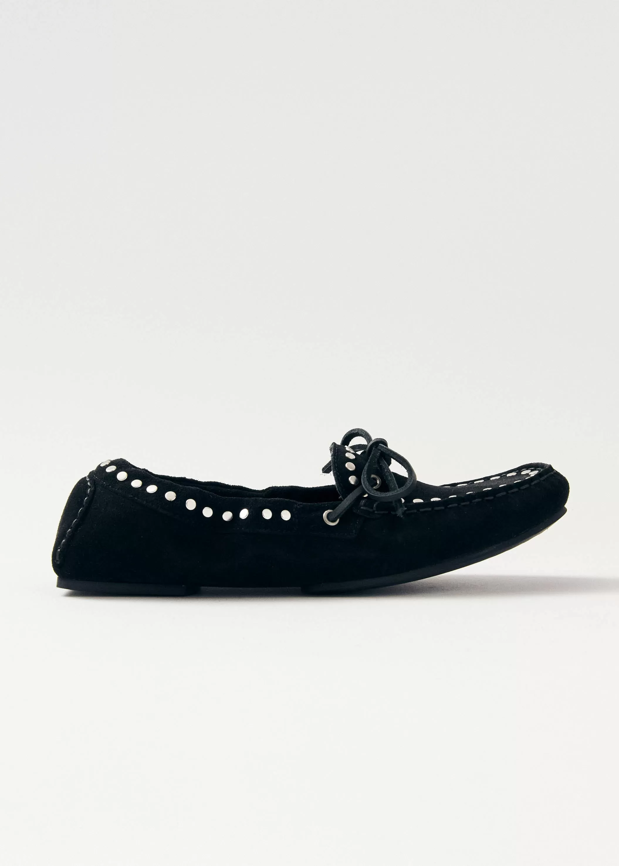 Calla Suede Studs Black Leather Loafers