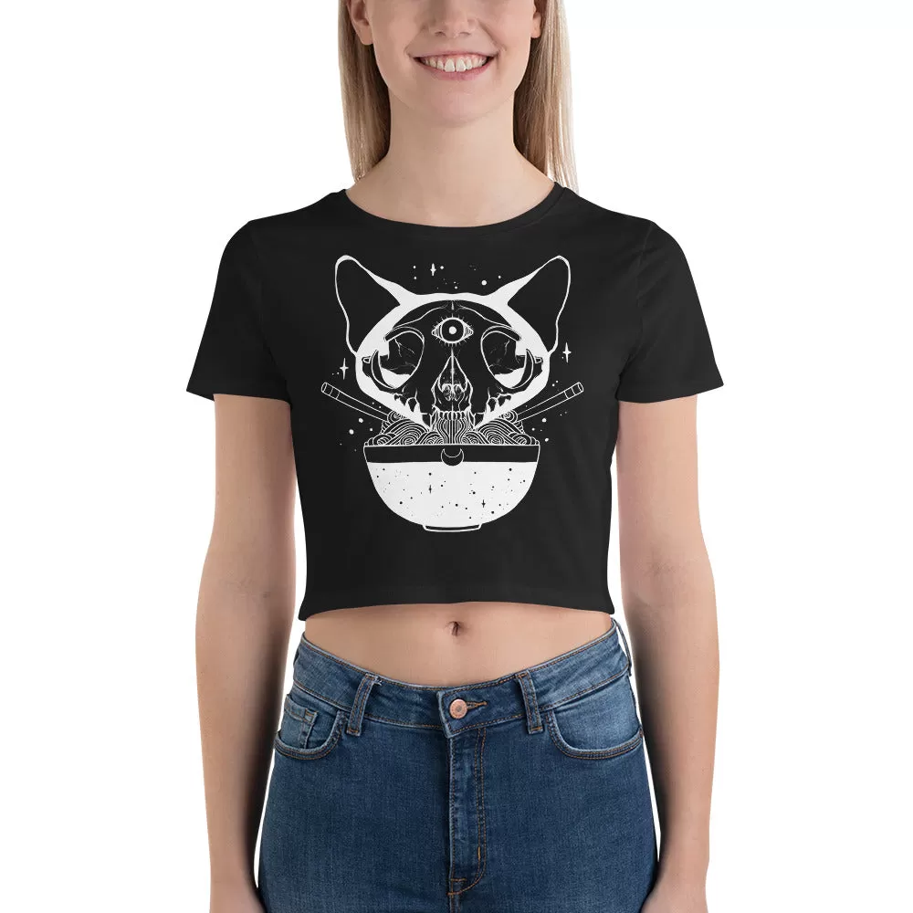 Cat Skull Ramen Noodles Women’s Crop Top