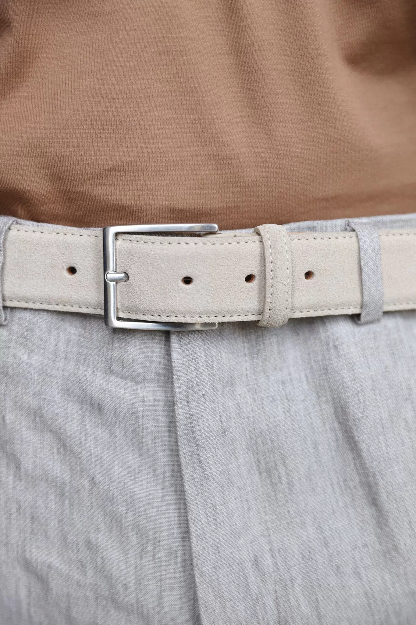 Ceinture César en croûte de velours - Beige