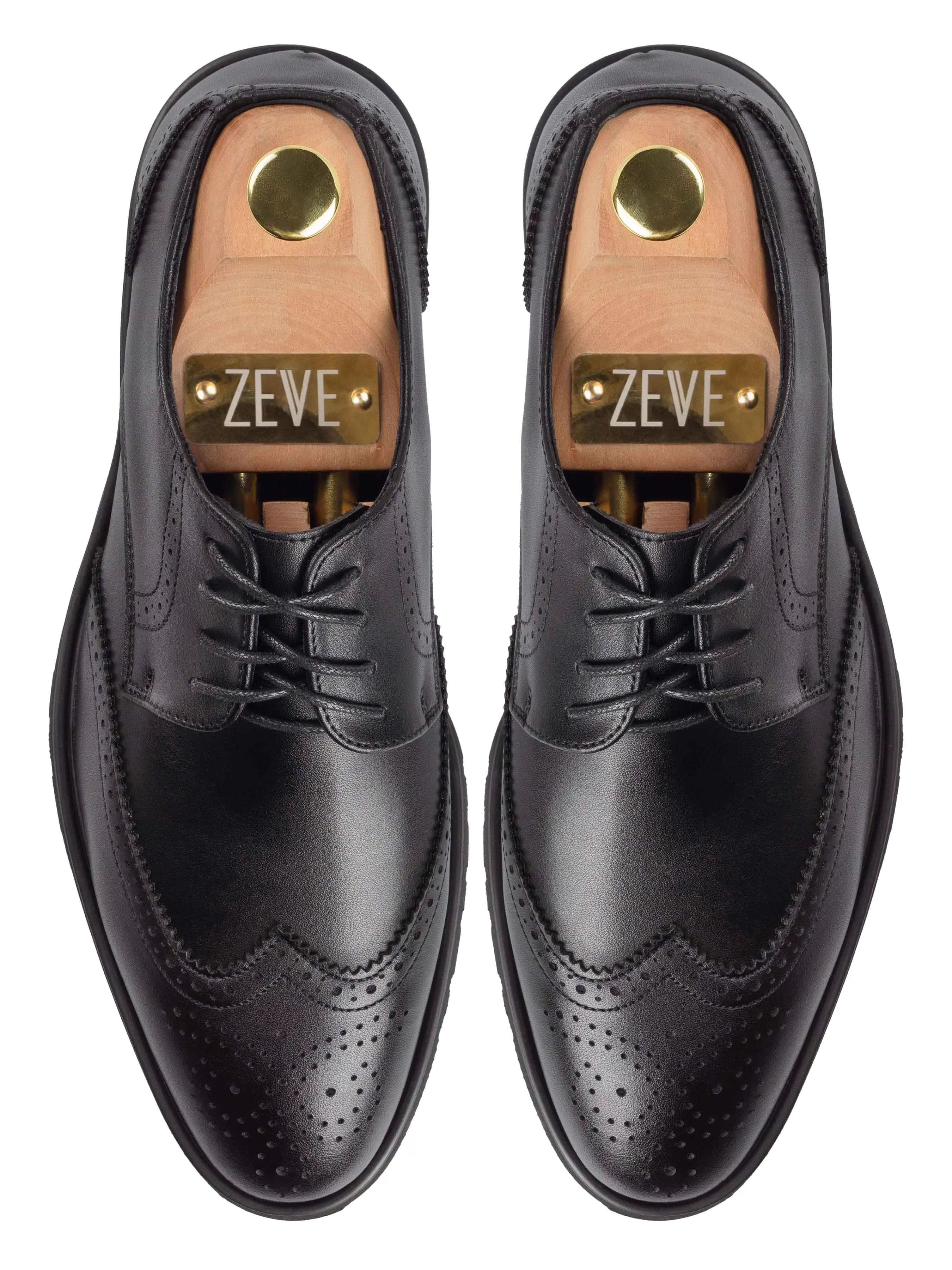 Chad Brogue Wingtip - Solid Black (Flexi-Sole)