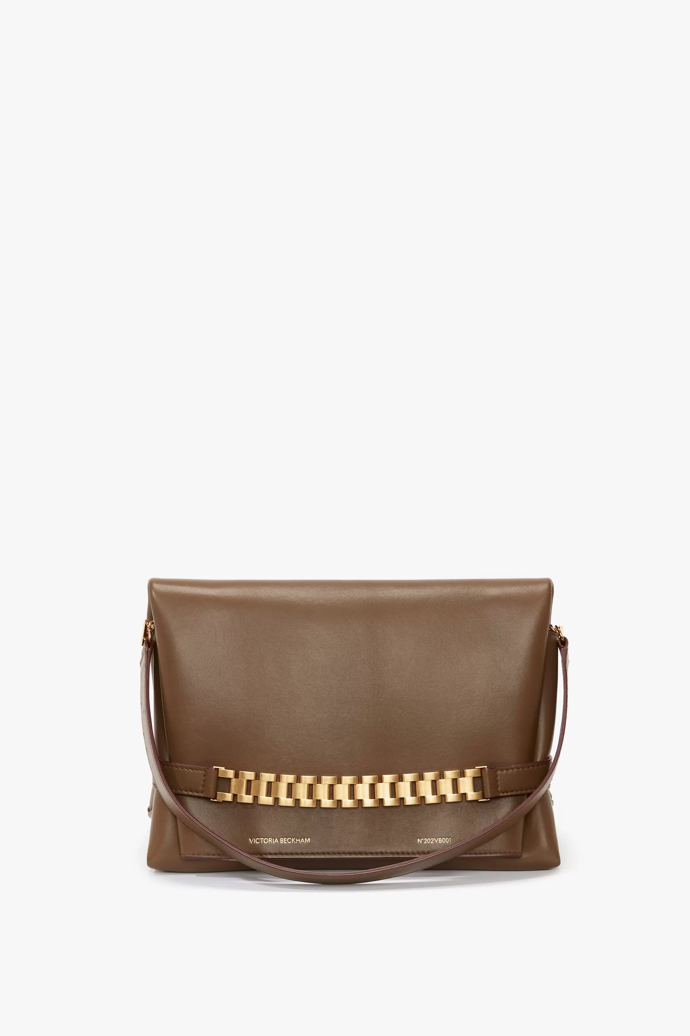 Chain Pouch With Strap In Khaki Leather