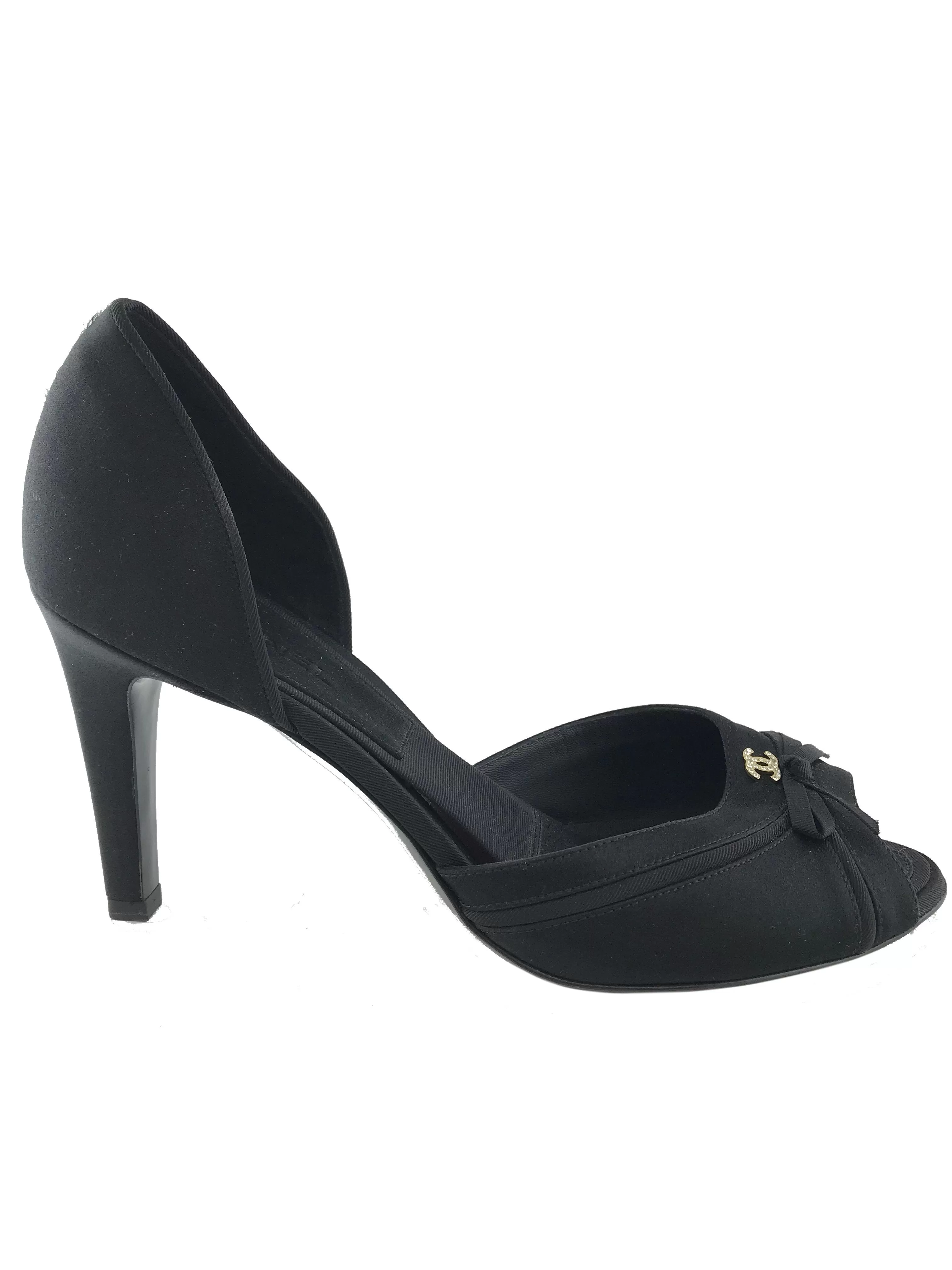 Chanel Satin CC d'Orsay Pumps Size 8