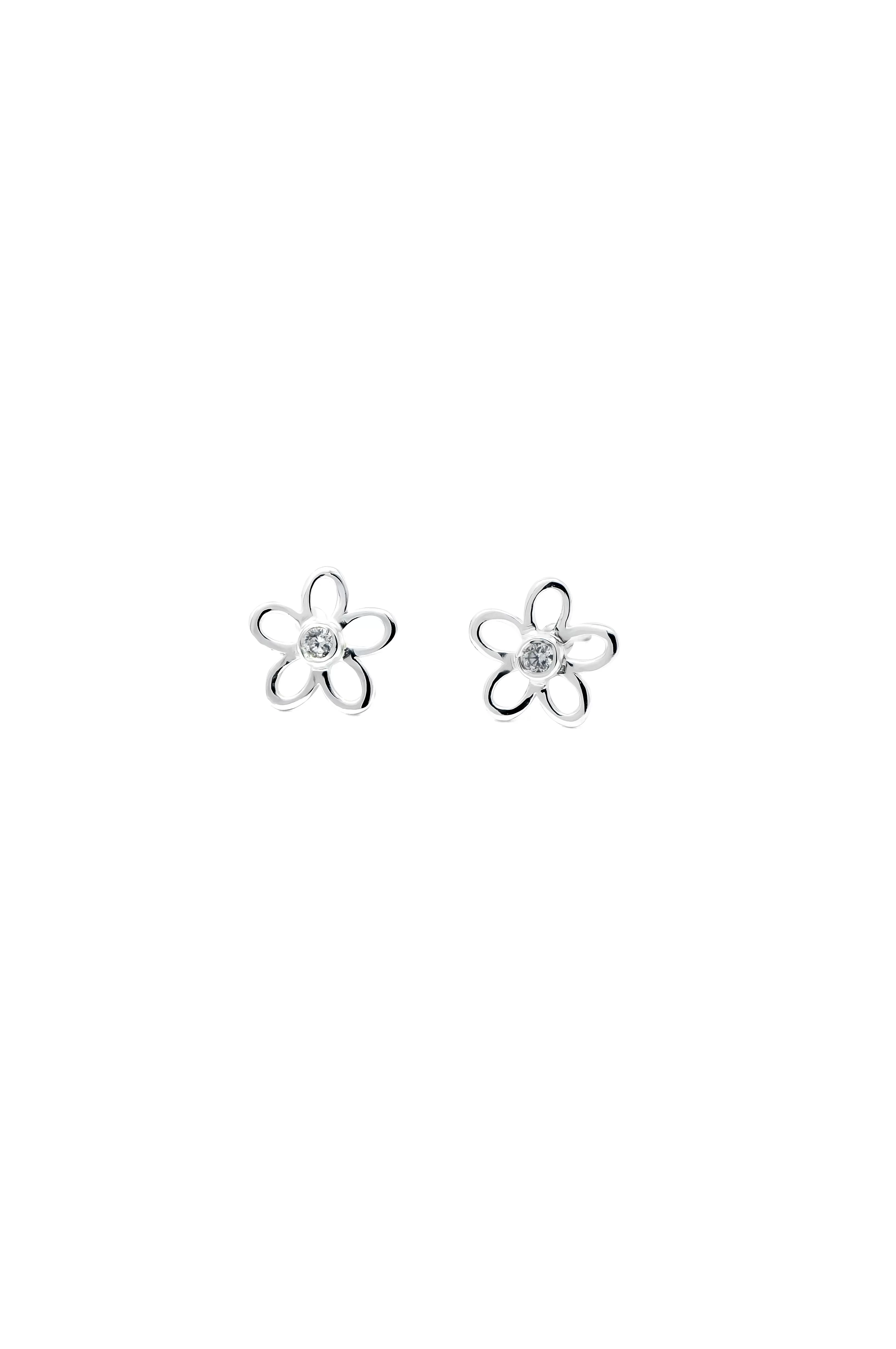 Charming Flower Sparkle Sterling Silver Stud Earrings