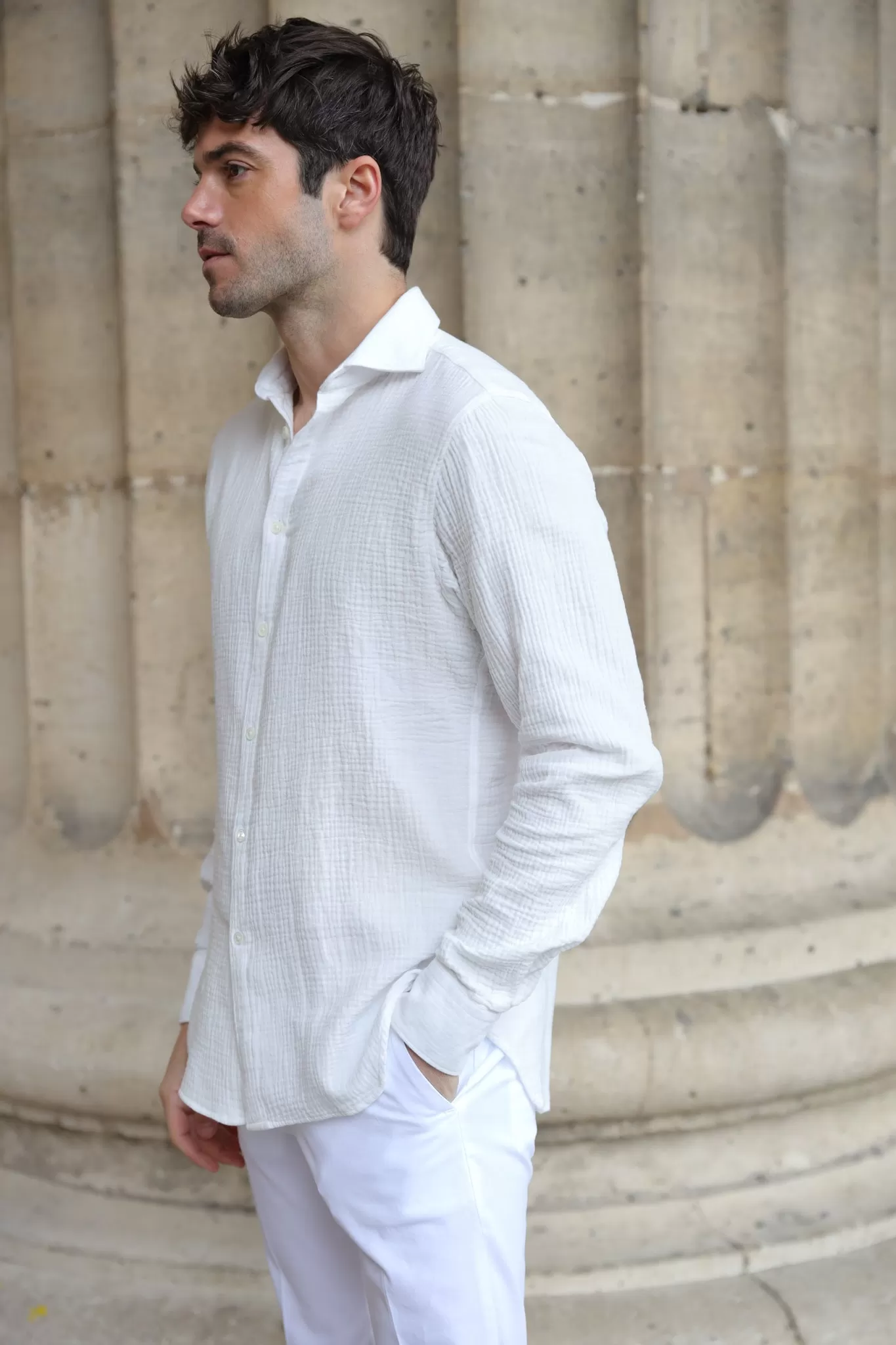 Chemise Hugo en gaze de coton - Blanc