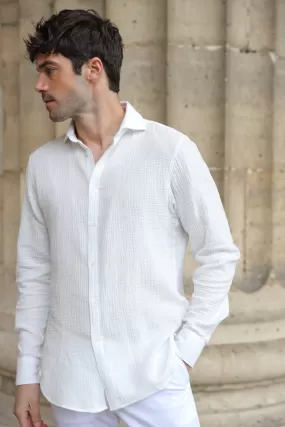 Chemise Hugo en gaze de coton - Blanc