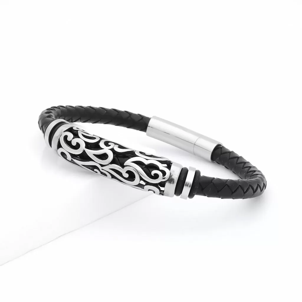 Cloud Pattern One Line Leather Bracelet