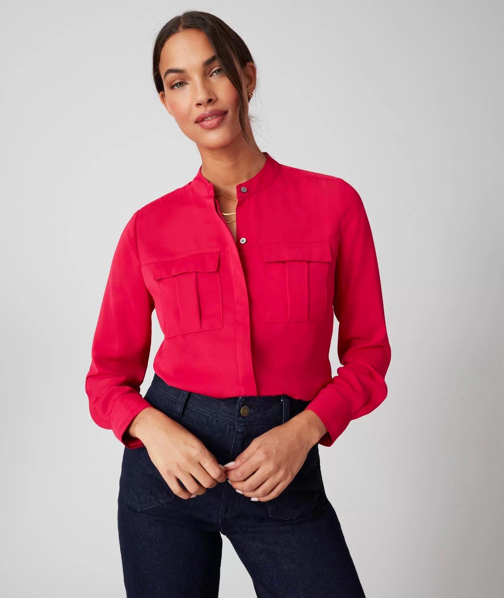 Collarless Double-Pocket Gloria Shirt