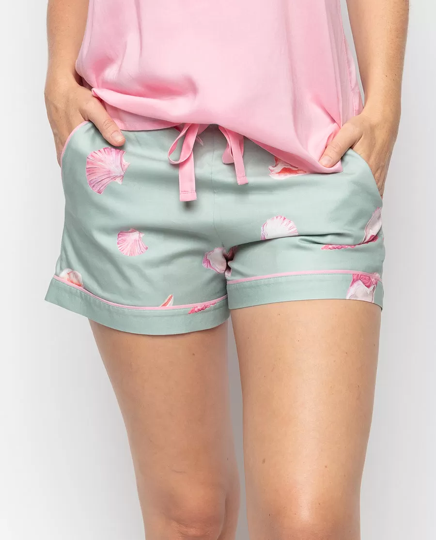 Coral Shell Print Shorts