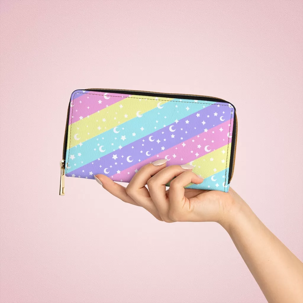 Cosmic Rainbow Zipper Wallet