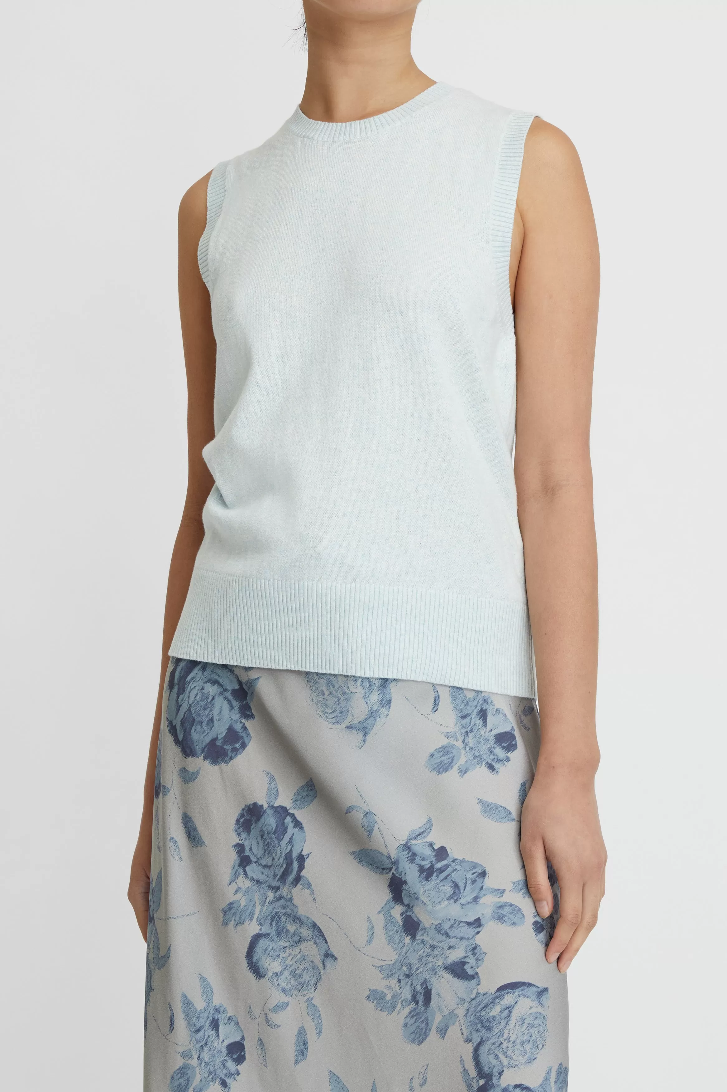 Cotton Cashmere Crew Neck Tank