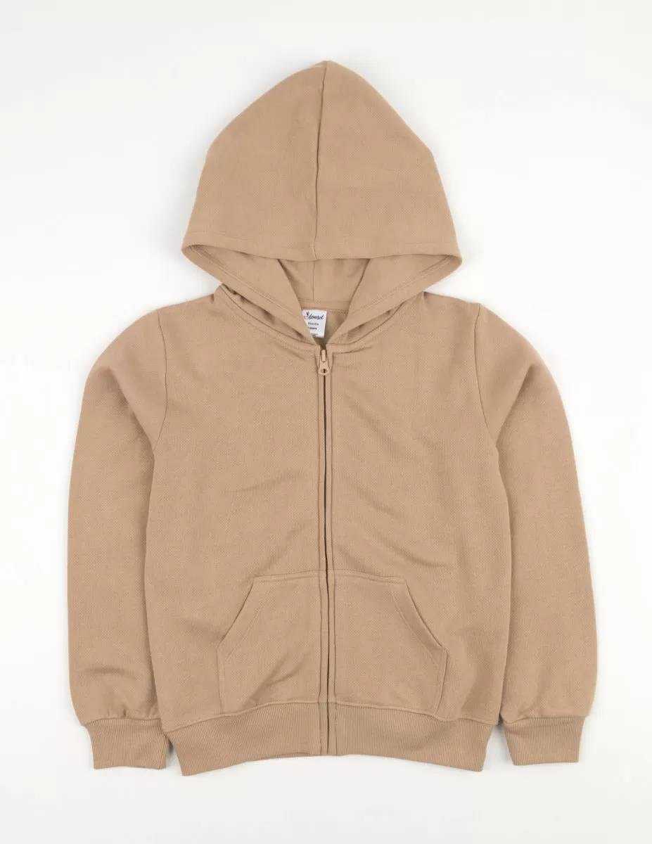 Cotton Neutral Solid Color Zipper Hoodies