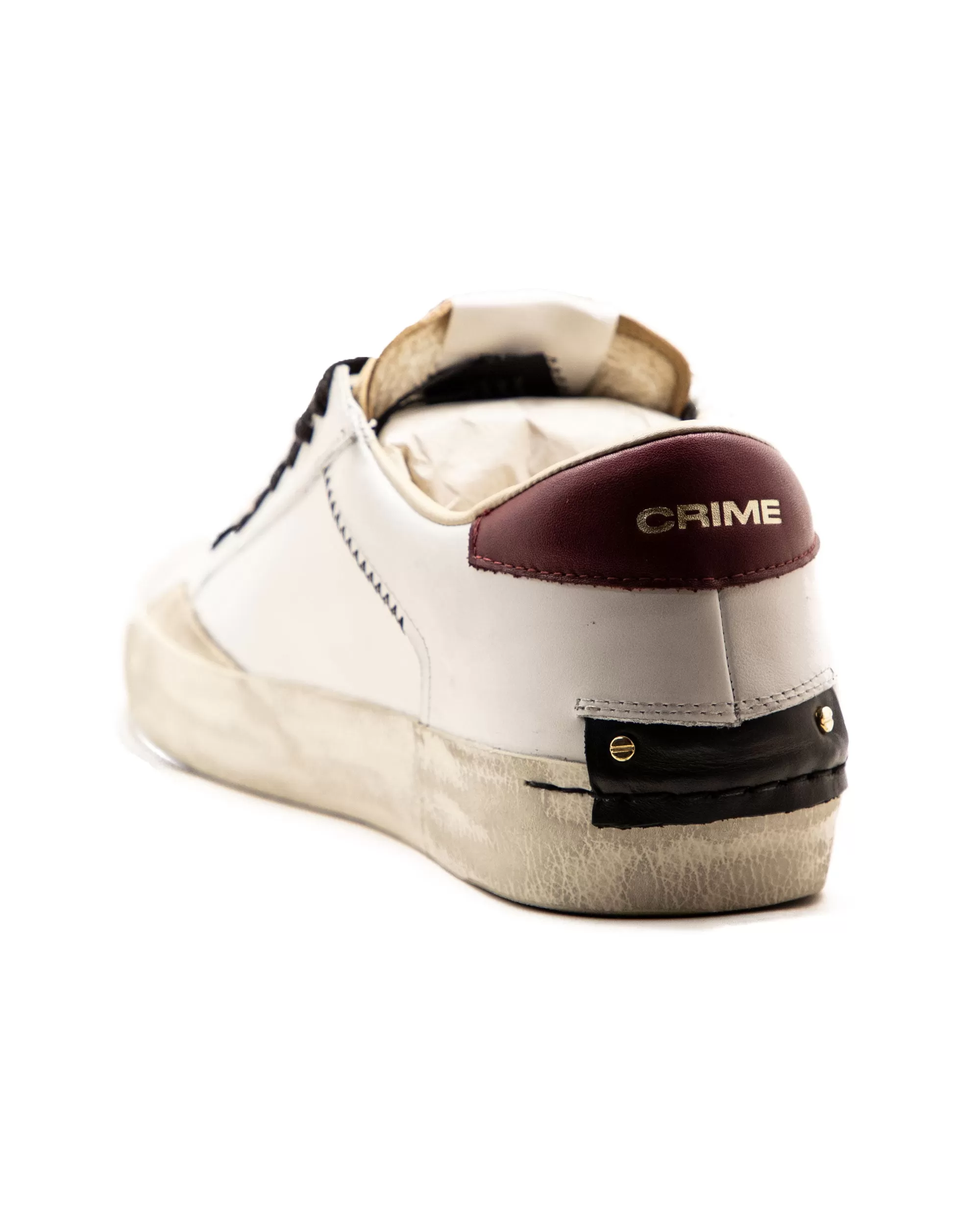 Crime London Low Top Distressed Bianco Bordeaux