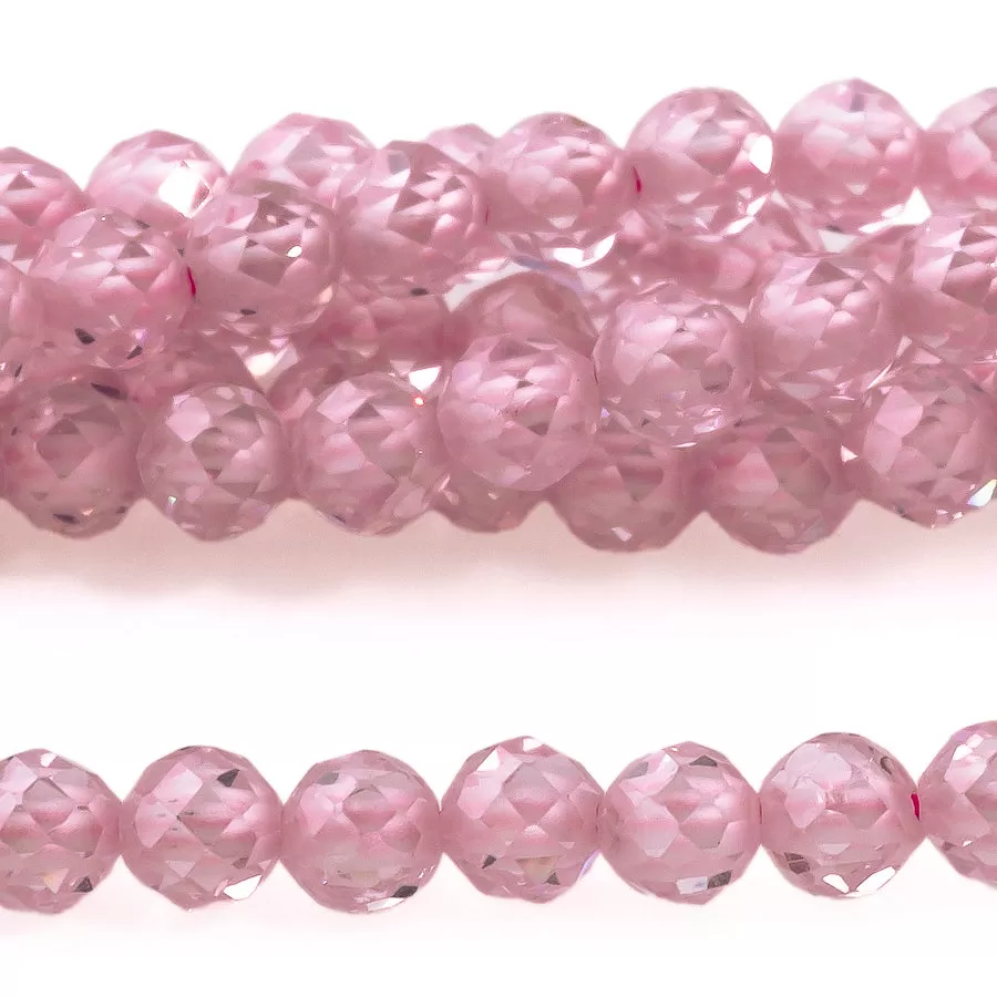 Cubic Zirconia Pink 3mm Round Faceted - 15-16 Inch