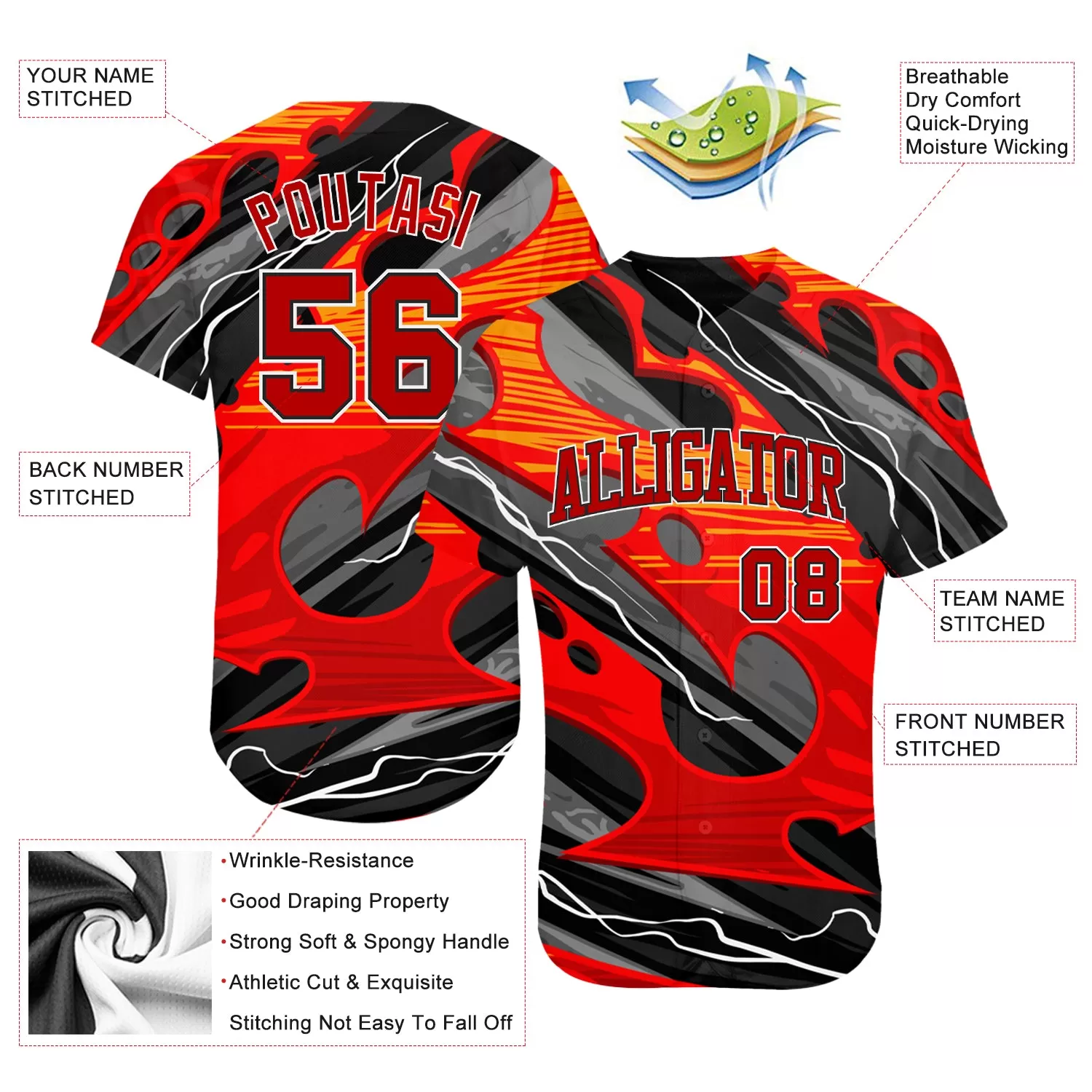 Custom 3D Pattern Design Abstract Pattern For Sport Team Authentic Baseball Jersey