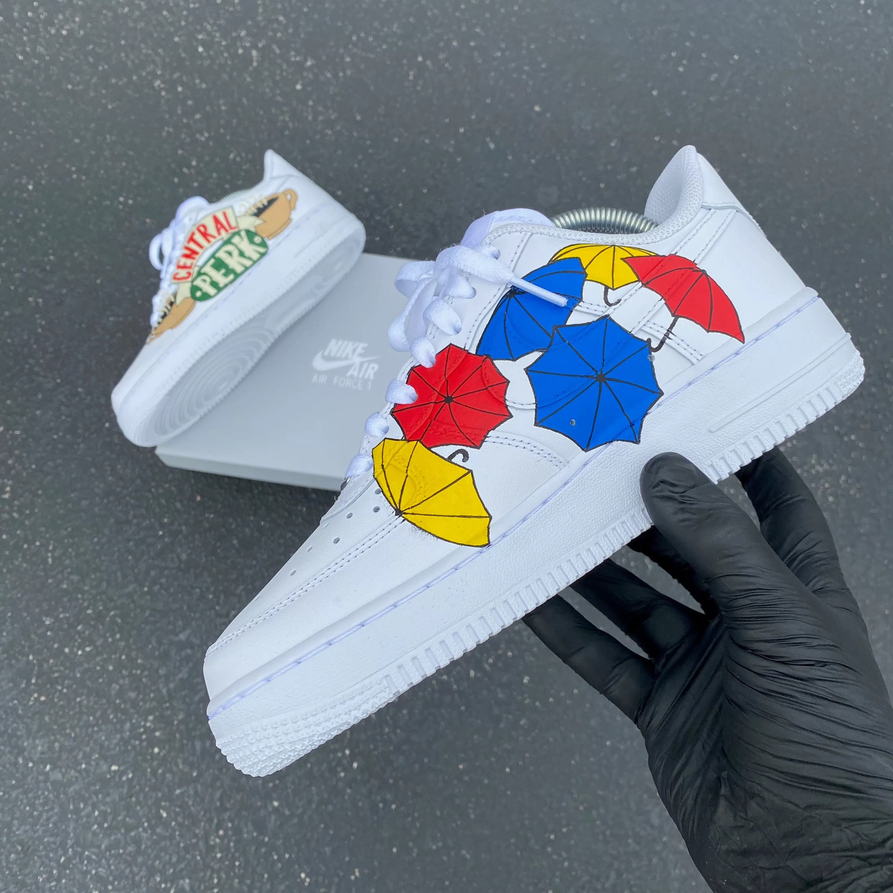 Custom Hand Painted Friends Theme White Nike Air Force 1 Low