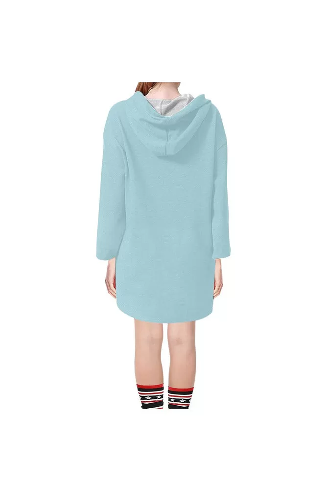 Cyan Step Hem Tunic Hoodie for Women (Model H25)