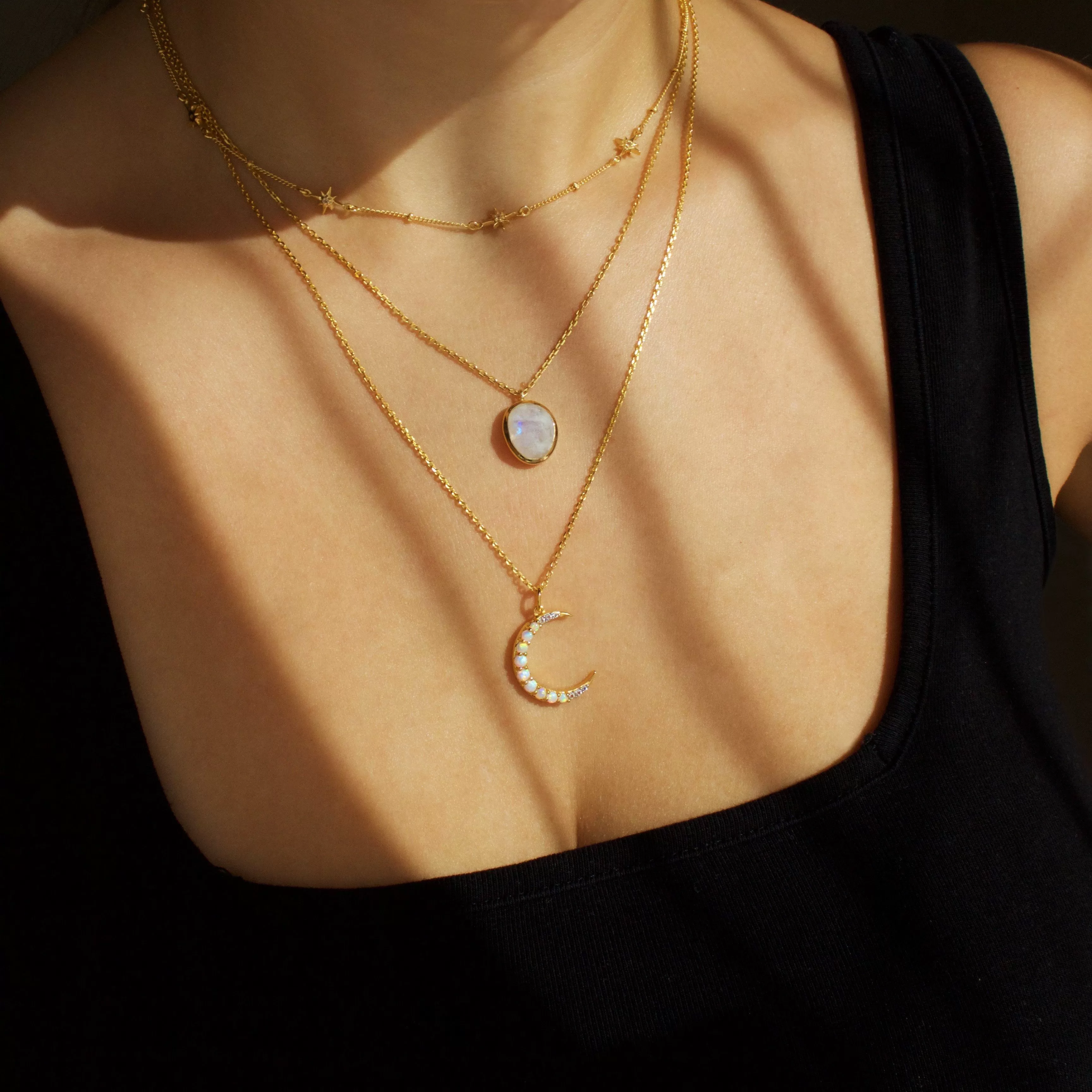 Dainty White Topaz Star Chain