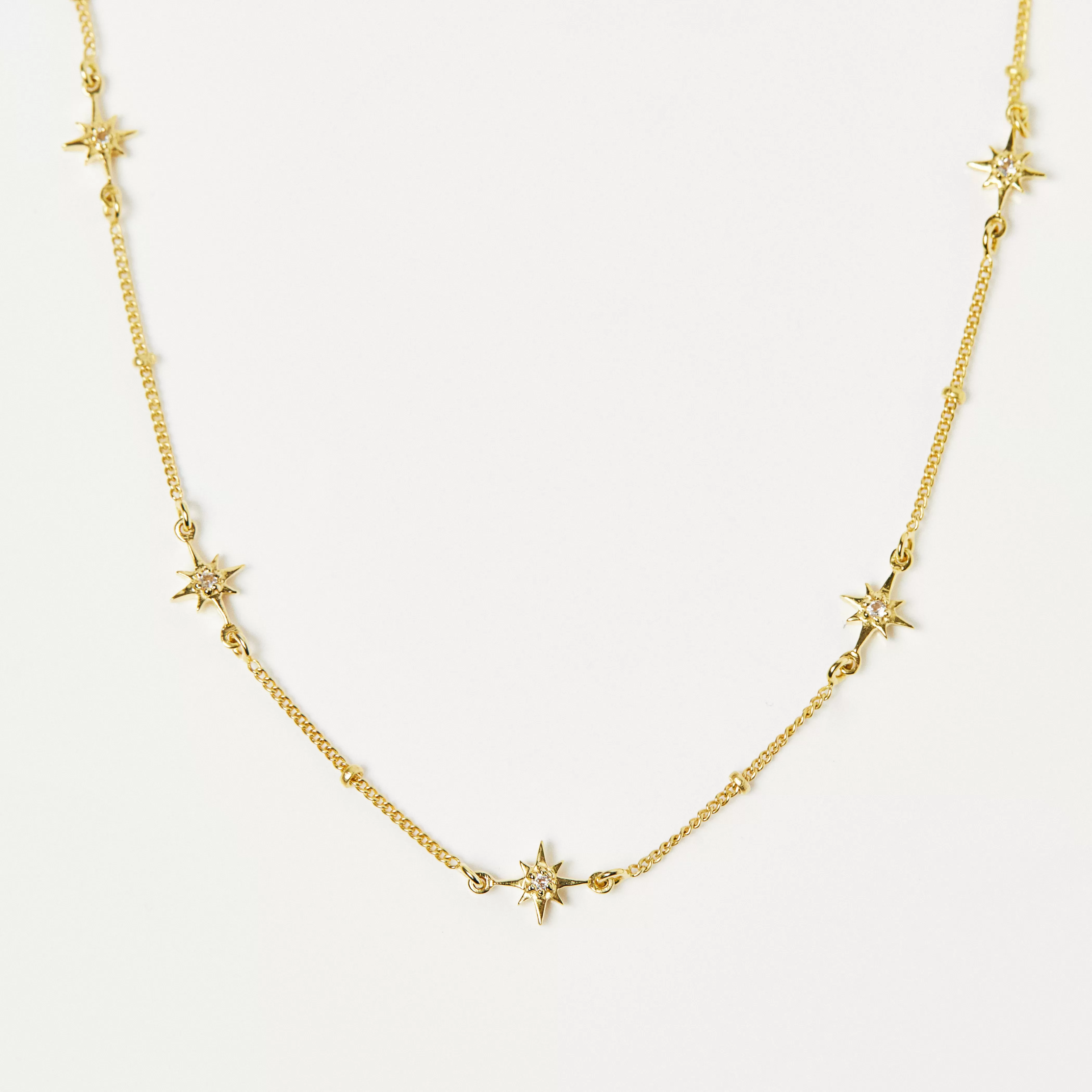 Dainty White Topaz Star Chain