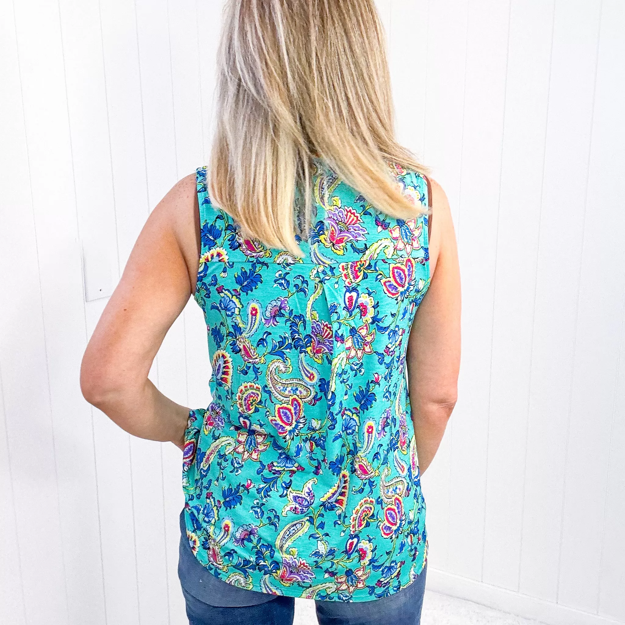 Dear Scarlett Lizzy Tank Top in Emerald and Aqua Multi Floral