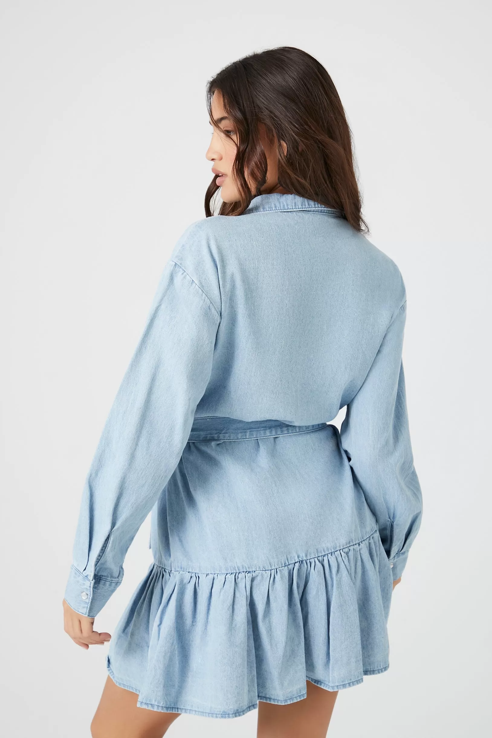 Denim Tie-Front Mini Shirt Dress