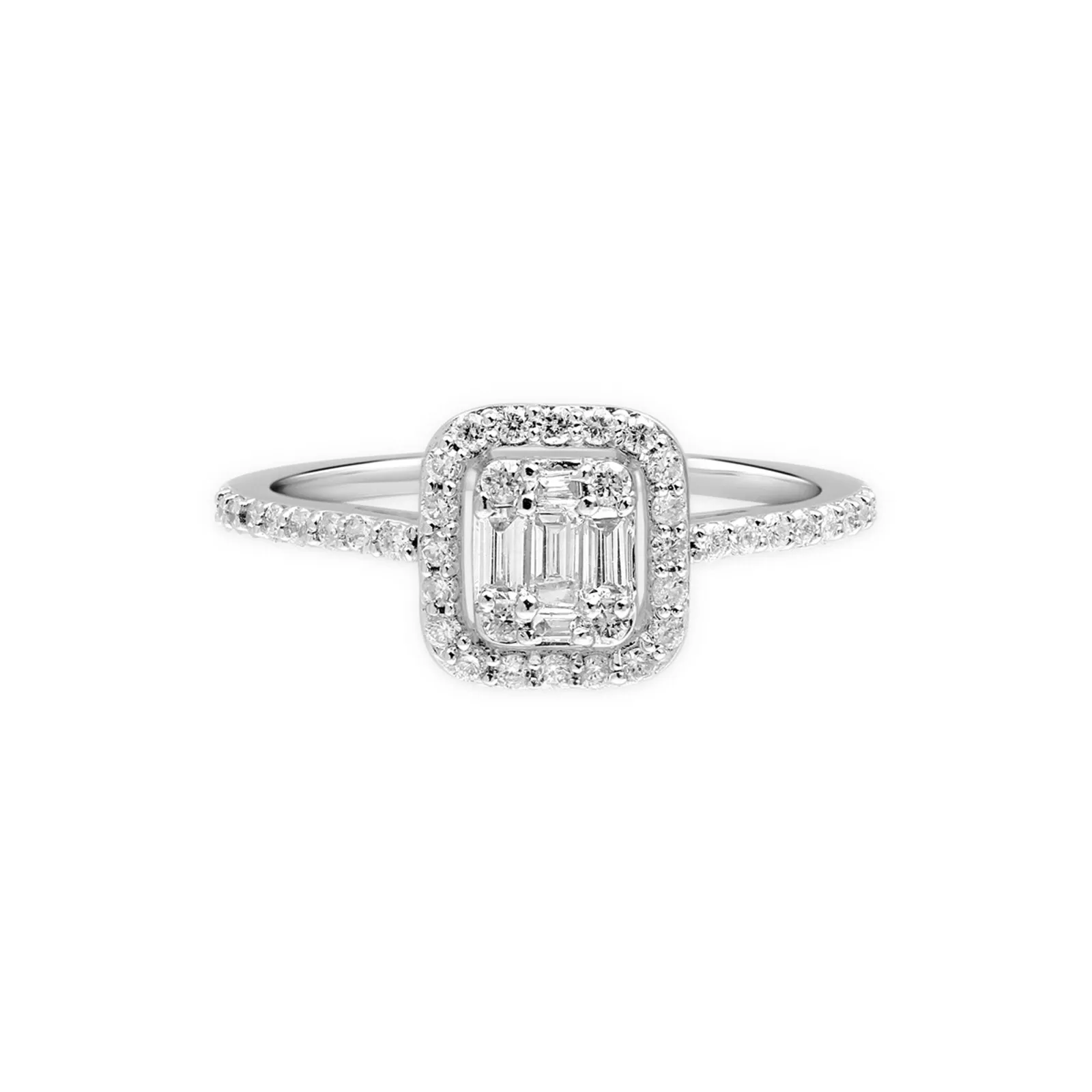 Diamond Baguette Halo Eternity Ring