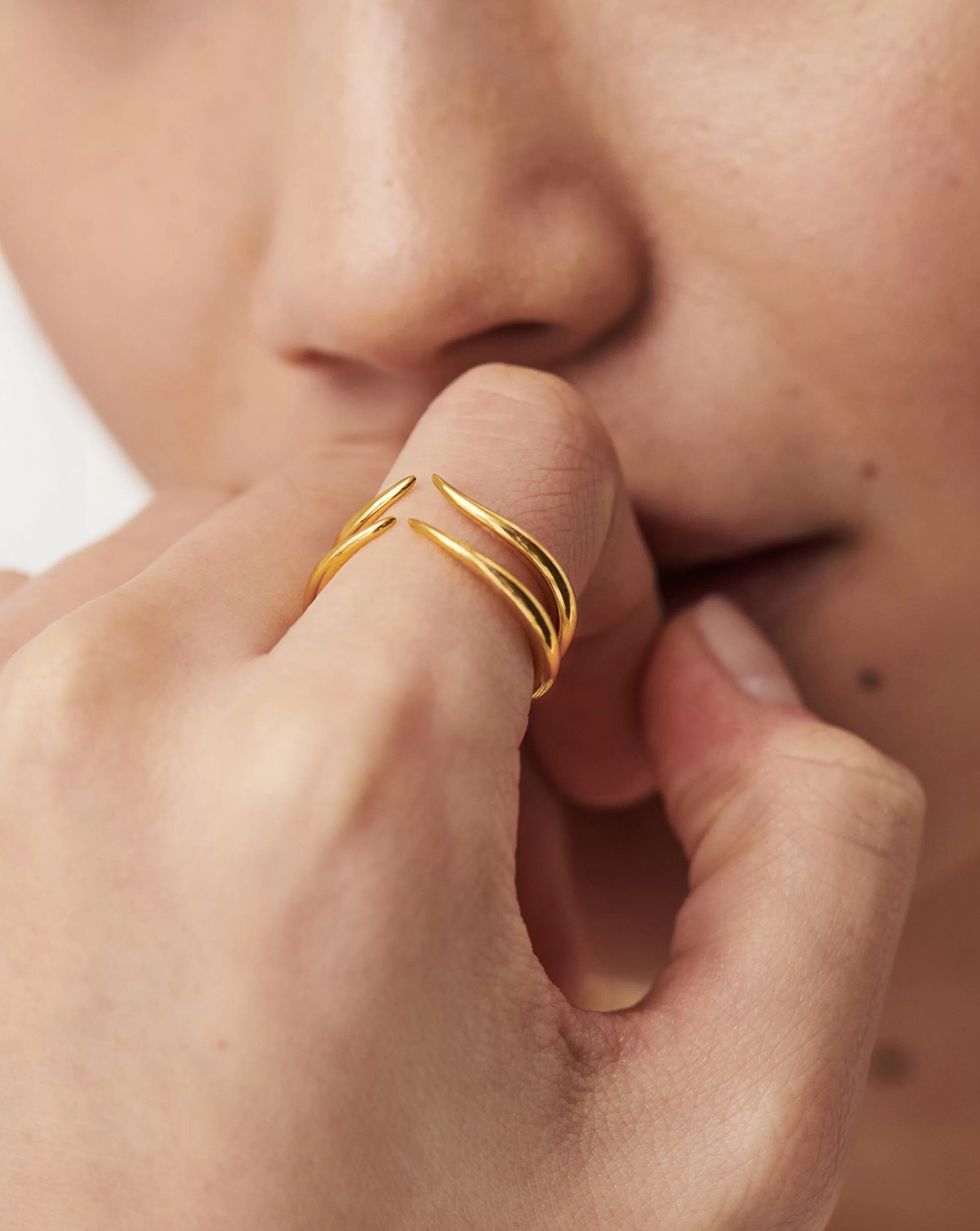 Double Claw Open Ring | 18ct Gold Plated Vermeil