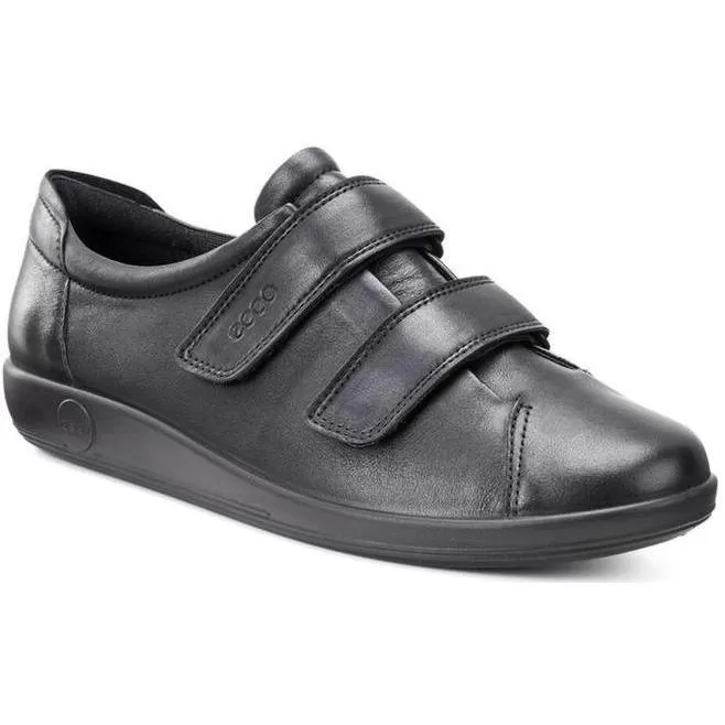 Ecco Soft 2.0 Ladies Black Double Velcro Shoe 206513