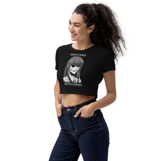 Eco Friendly Soft Goth Crop top / Goth Creepy Girl Crop Top / Premium Organic Cotton / Eco Goth Fashion