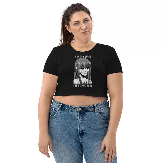 Eco Friendly Soft Goth Crop top / Goth Creepy Girl Crop Top / Premium Organic Cotton / Eco Goth Fashion