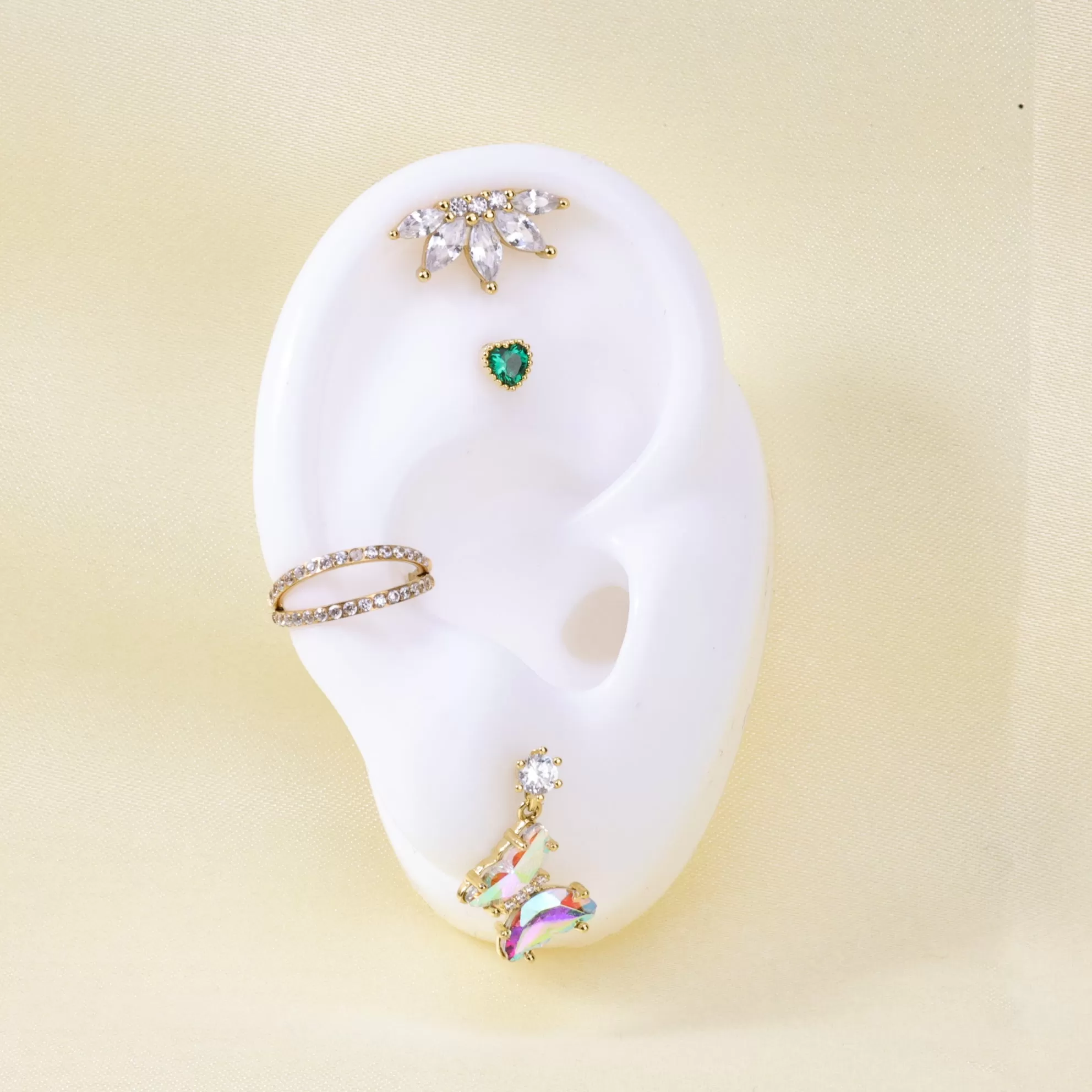 Emerald Green Heart Screw Back Stud Earring