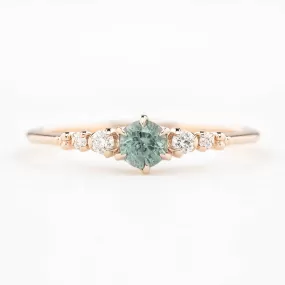 Estel Fleur Ring 4mm 0.30ct Light Blue Green Montana Sapphire 14K Rose Gold