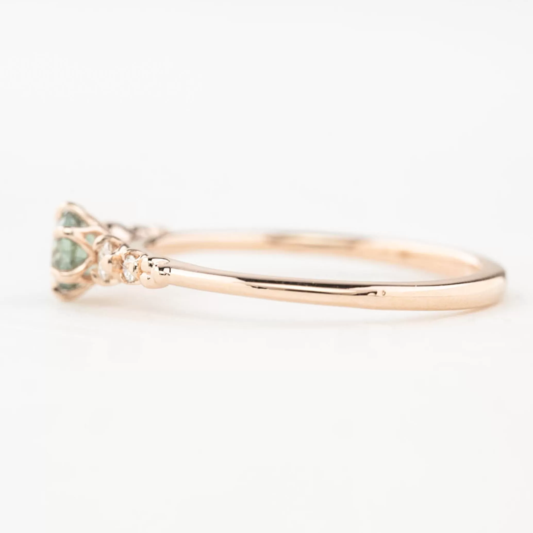 Estel Fleur Ring 4mm 0.30ct Light Blue Green Montana Sapphire 14K Rose Gold