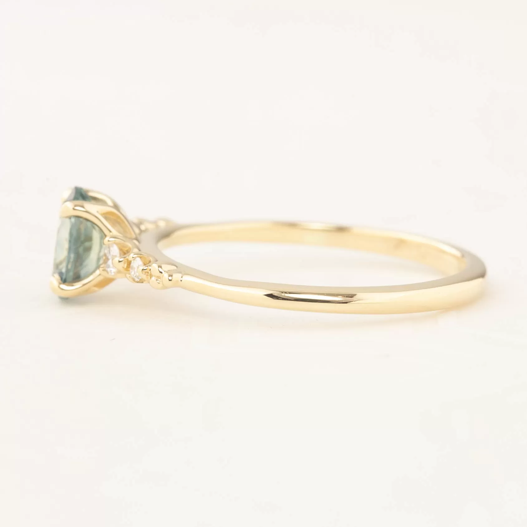 Estel Luxe Ring - 0.82ct Light Blue Green Montana Sapphire (One of a kind)