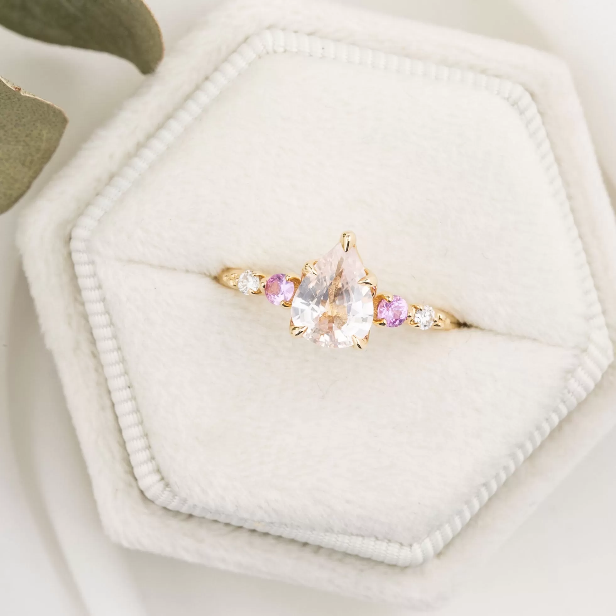 Estel Luxe Ring 1.18ct Light Pink Madagascar Sapphire, 14K Yellow Gold (One of a kind)