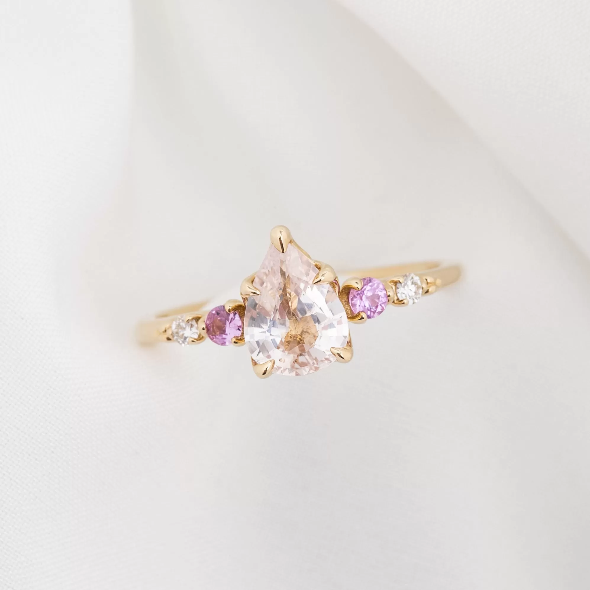 Estel Luxe Ring 1.18ct Light Pink Madagascar Sapphire, 14K Yellow Gold (One of a kind)