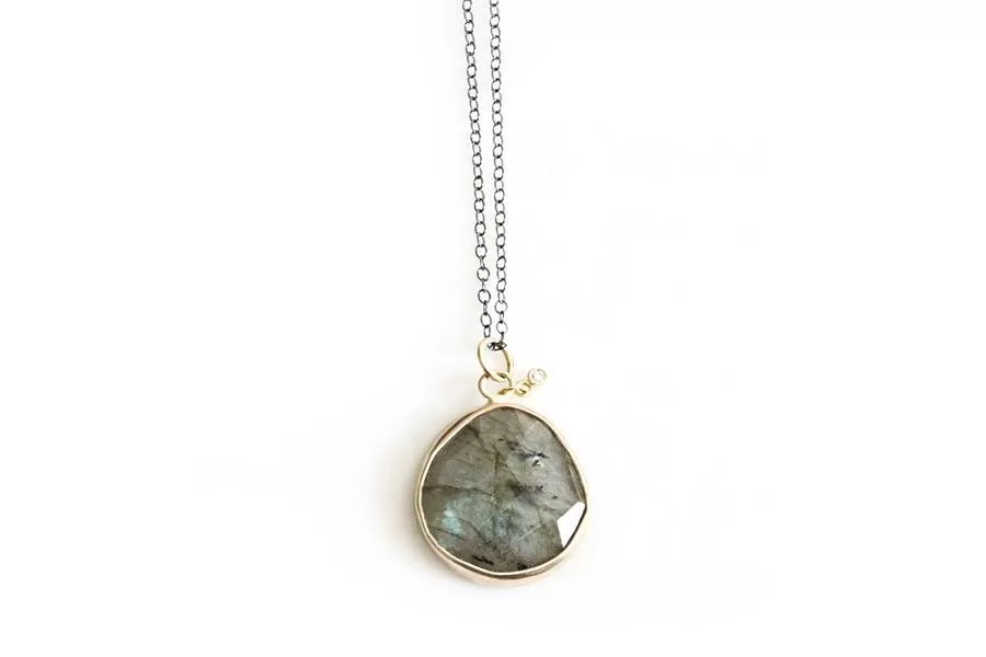 Faceted Labradorite and Diamond Necklace