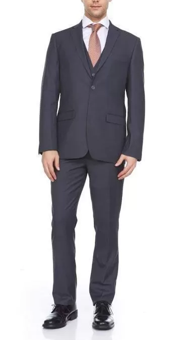 Ferera Collection-Men's 3 Piece Slim Fit Suit Solid Medium Gray