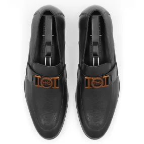 FHS Golden Buckled Loafers-Black