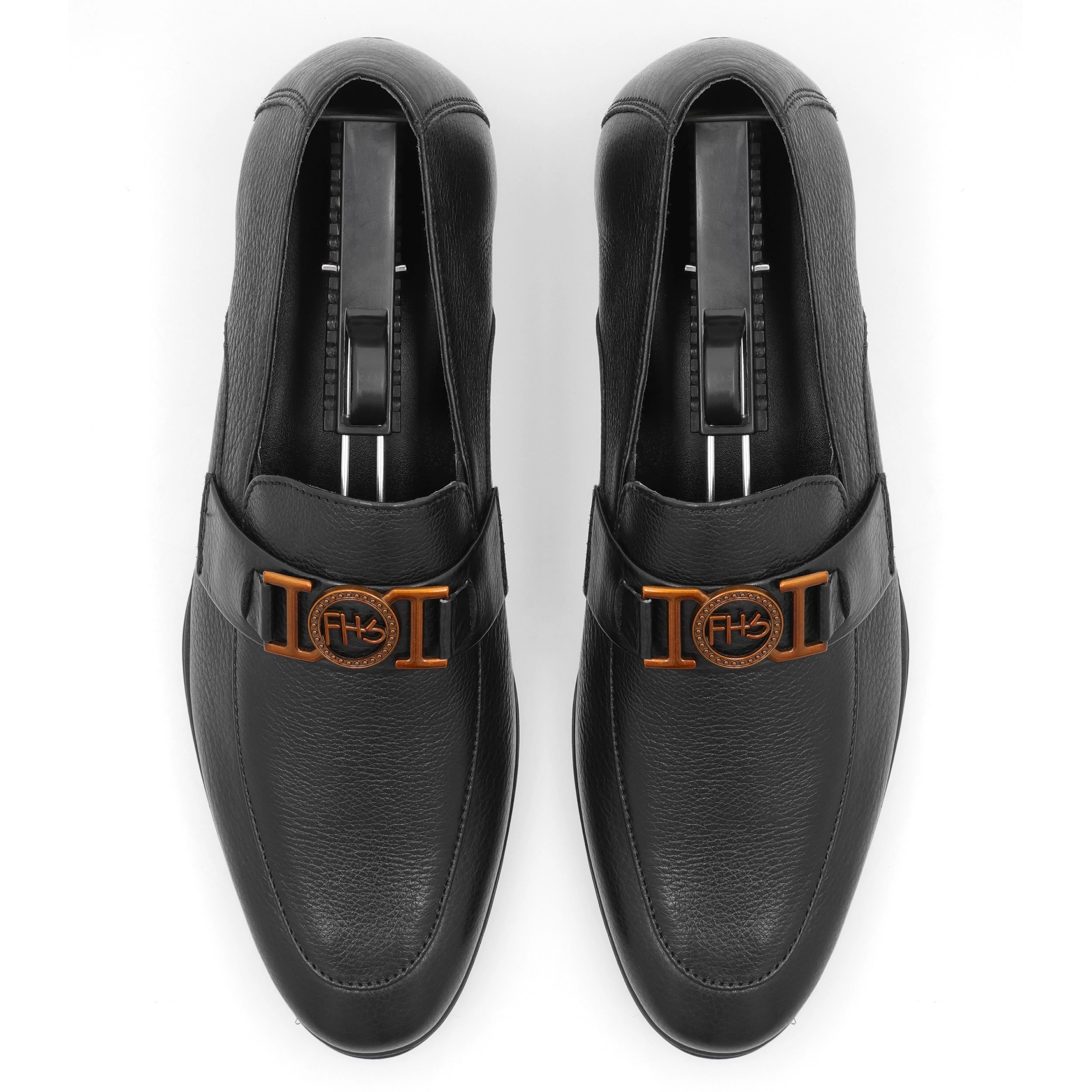 FHS Golden Buckled Loafers-Black