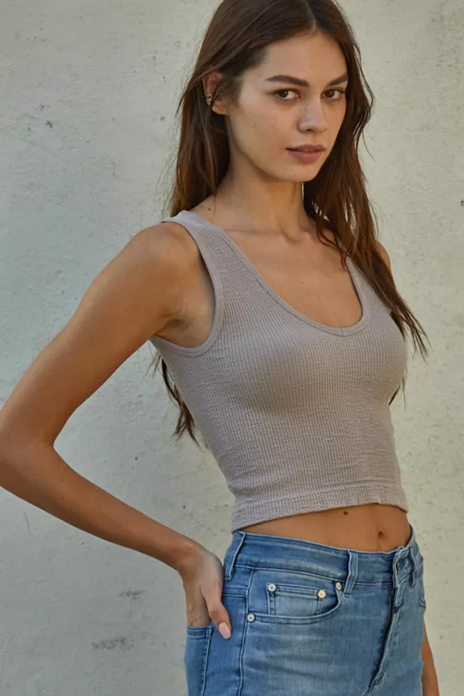 Fine Line V Neck Ribbed Crop Brami