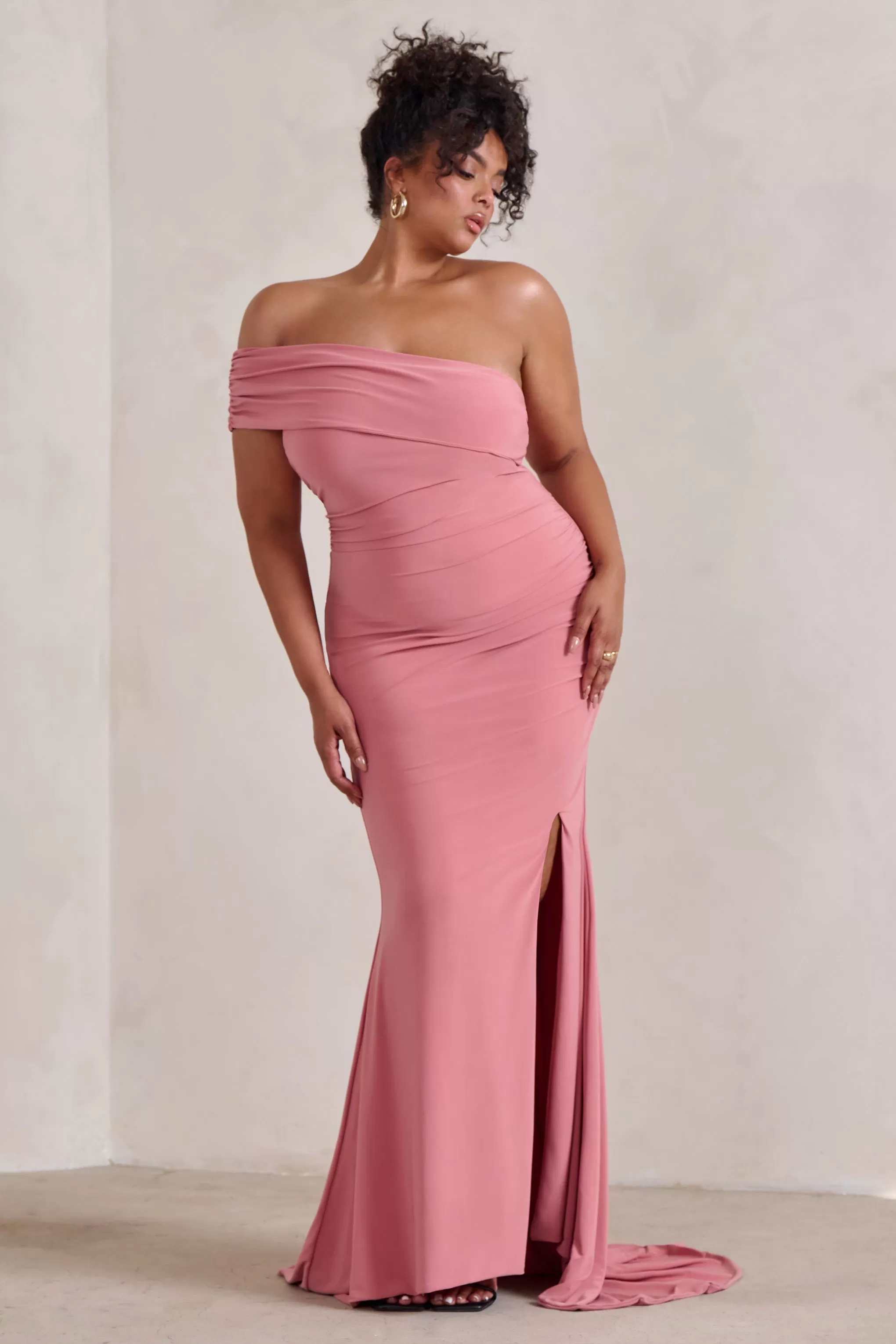 Forever & Always | Blush Pink One Shoulder Fishtail Maxi Dress