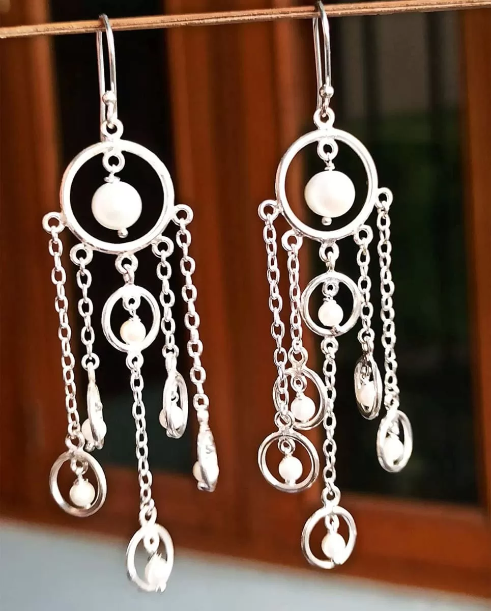 Freshwater Pearl 925 Solid Sterling Silver Handmade Dangle Drop Earrings