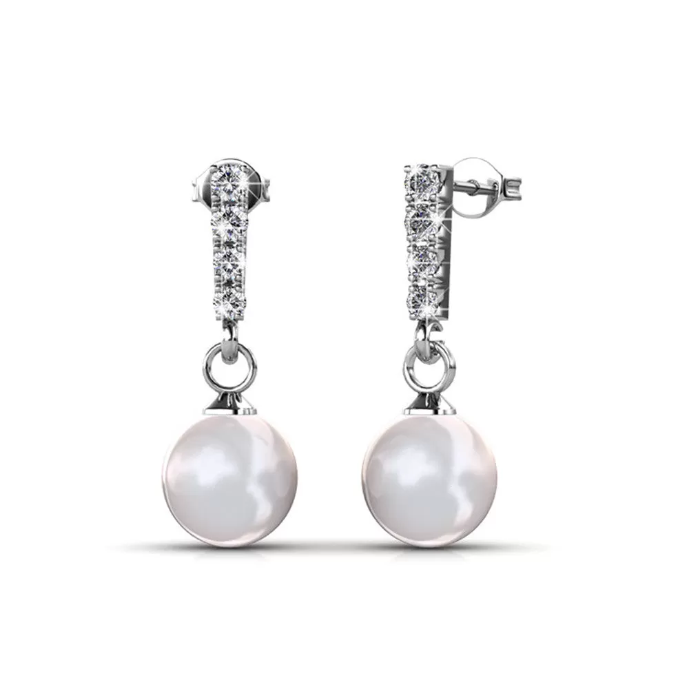 Gabrielle 18k White Gold Simulated Pearl Drop Earrings