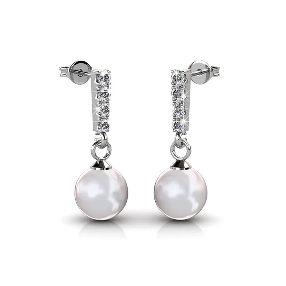 Gabrielle 18k White Gold Simulated Pearl Drop Earrings