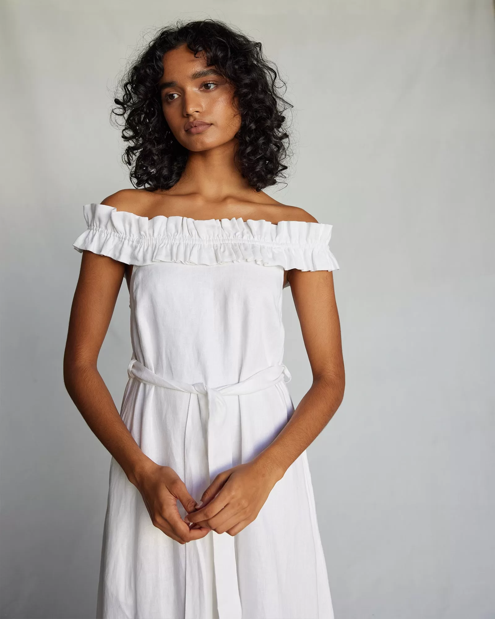 Gaia Linen Dress - White