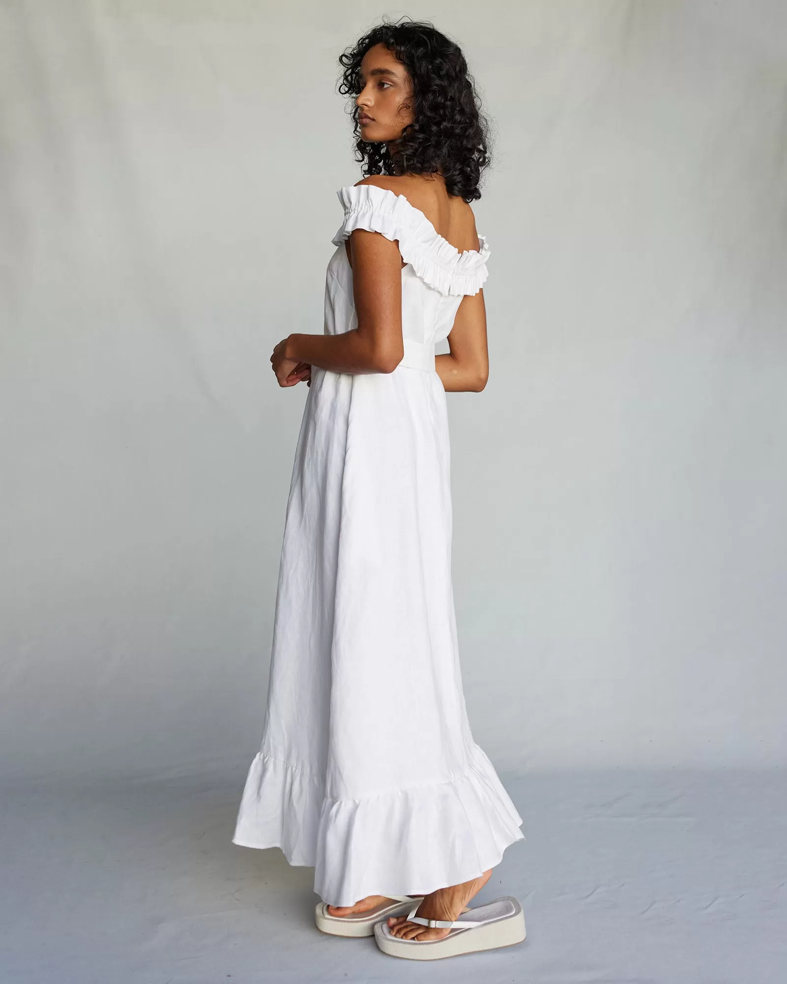 Gaia Linen Dress - White