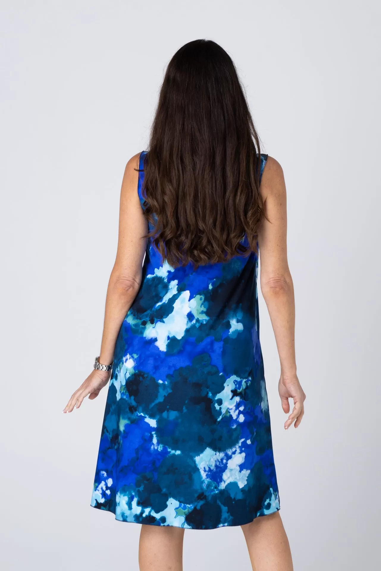 Galaxy Print Jersey Sleeveless Dress