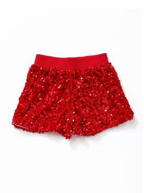 Girls Red Sequin Shorts