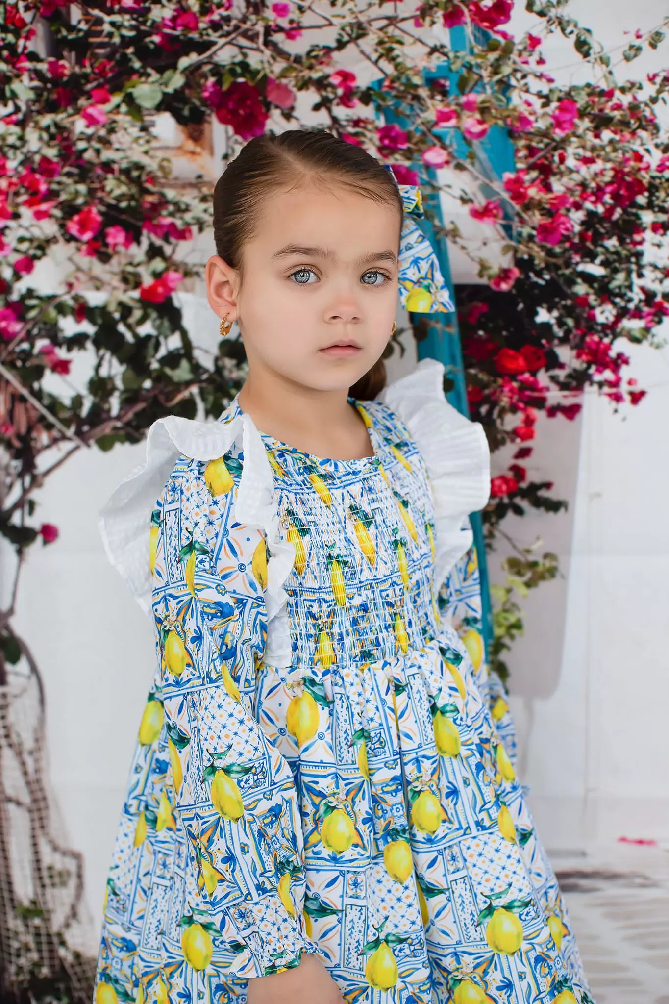 Girls Sicilian Lemon Print Dress